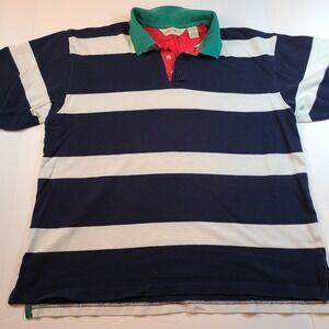 Eddie Bauer Mens Large Polo Shirt Striped Short Sleeve Green Collar Casual‎ Y2K
